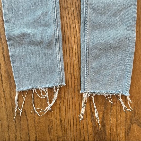 RE/DONE Jeans 90s High Rise Ankle Crop Raw Hem Button Fly Light Wash 25 - Picture 6 of 16